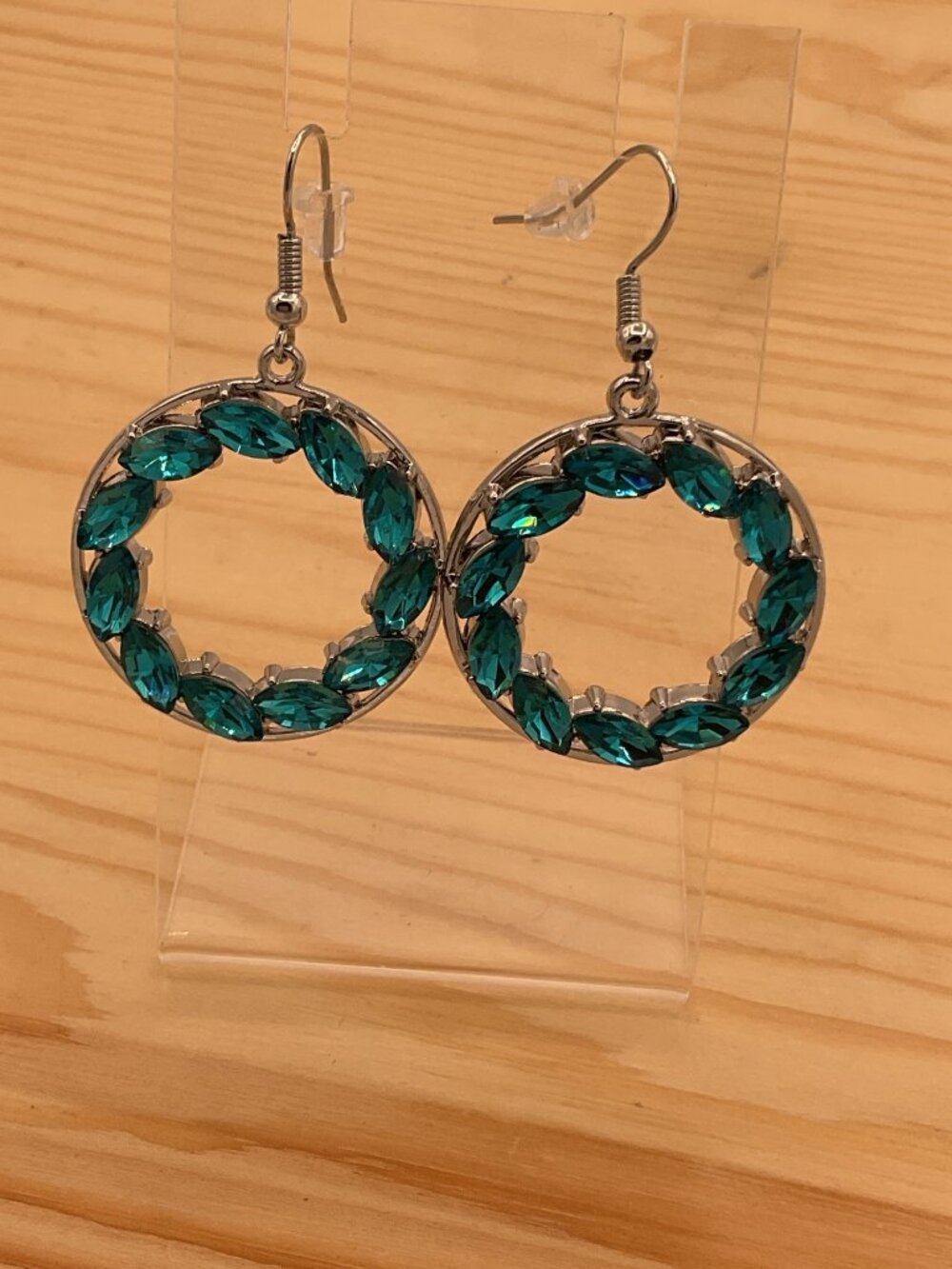 Paparazzi Global Glow Blue Rhinestone Hoop Earrings